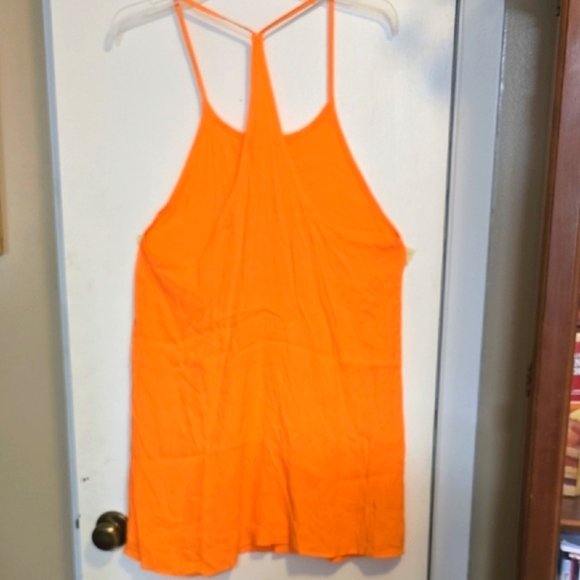 Freebird Vibrant Tangerine Razor Back Dress Or Wear As A Shirt - Picture 3 of 3